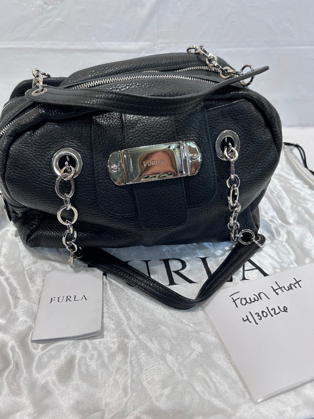 Furla Blacl Leather Bowler Bag